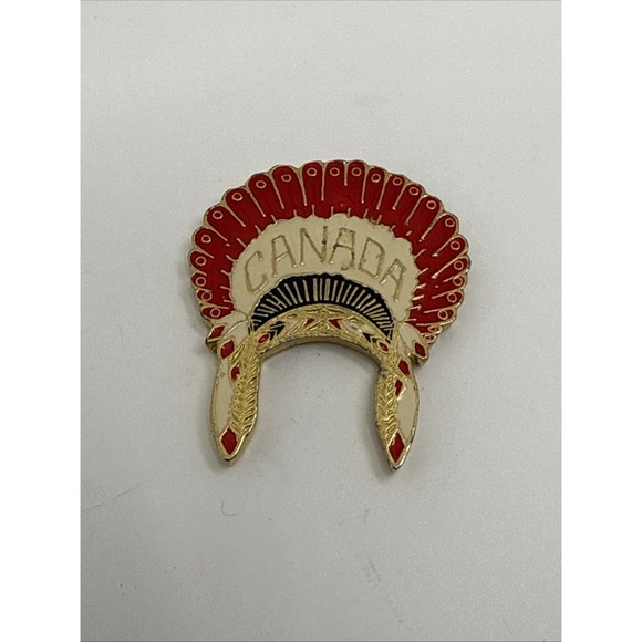 Other - Canada Indian Head Dress First‎ Nation Metal Enamel Magnet 2"